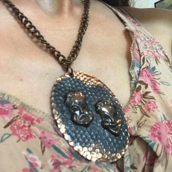 Copper Theatre 🎭 Mask Necklace - Picture 2 of 7